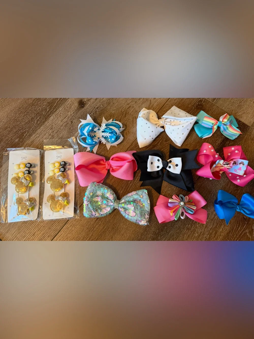 Kids Colorful Hair Bow Set - Assorted Pink, Black, White, Blue & Multicolor